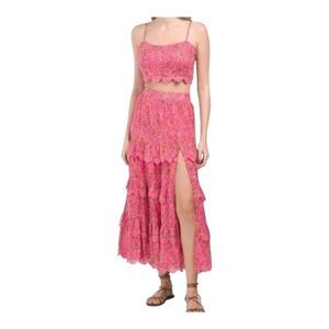 Caroline costas Eyelet & Ruffle Accents Top